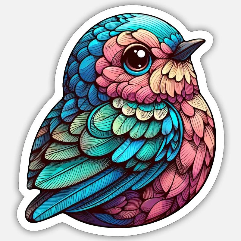 Vibrant Feathered Serenity - Sticker size S (10 x 10 cm) - white matte