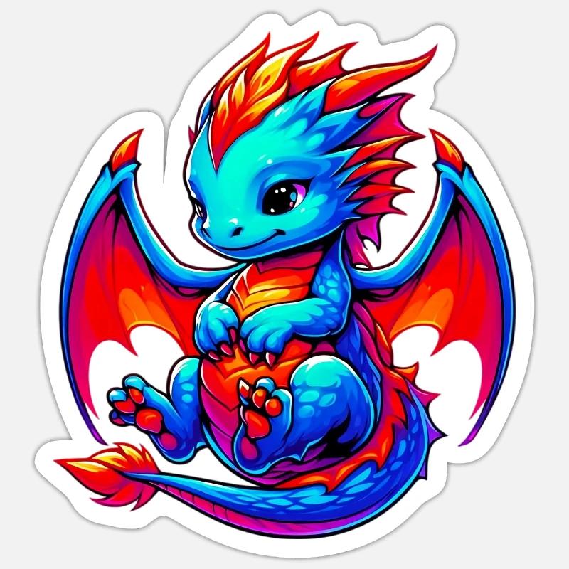 Drache - Sticker Größe S (10 x 10 cm) - Mattweiß