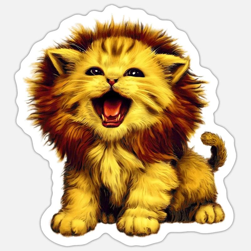 Lion Cat - Sticker size S (10 x 10 cm) - white matte