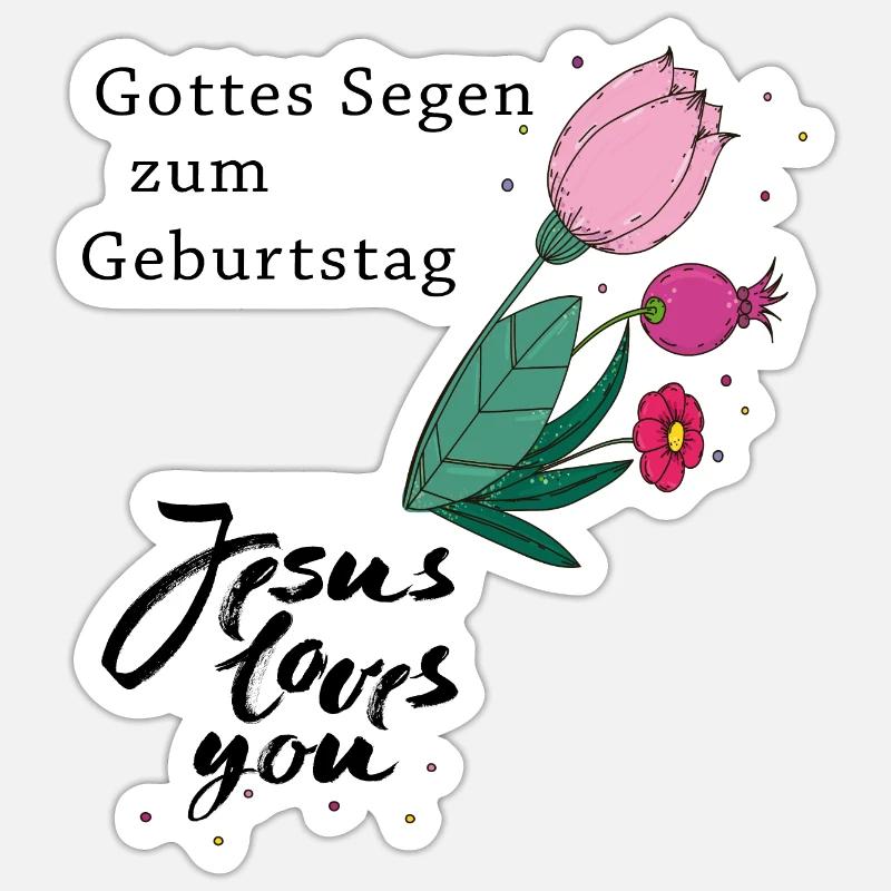 God's blessing on your birthday - Sticker size S (10 x 10 cm) - white matte
