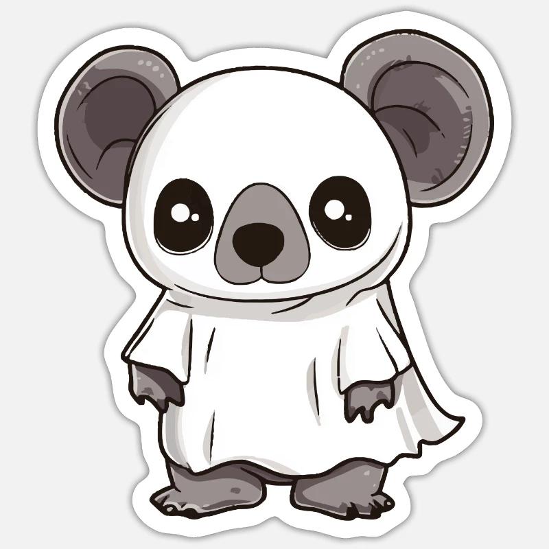 Koala Halloween Comic Geist - Sticker Größe S (10 x 10 cm) - Mattweiß