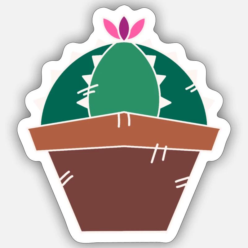 Cactus succulente - Sticker taille S (10 x 10 cm) - blanc mat
