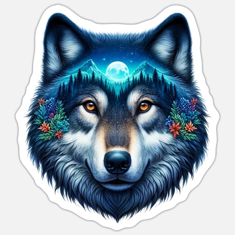 Wolf - Sticker Größe S (10 x 10 cm) - Mattweiß