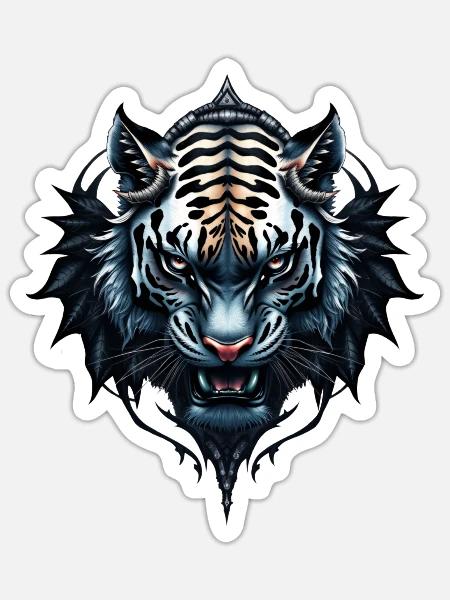 Die Kraft und Anmut des Tigers. - Sticker Größe S (10 x 10 cm) - Mattweiß