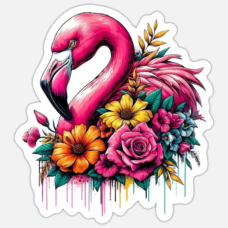 Flamant - Sticker taille S (10 x 10 cm) - blanc mat