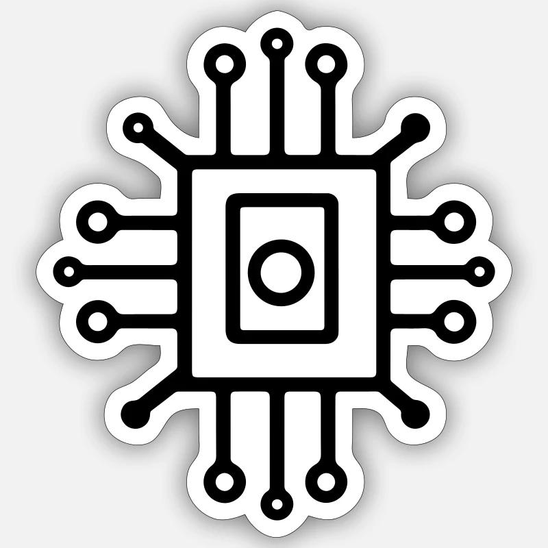 Digital Computer Chip Icon Sticker size S (10 x 10 cm)