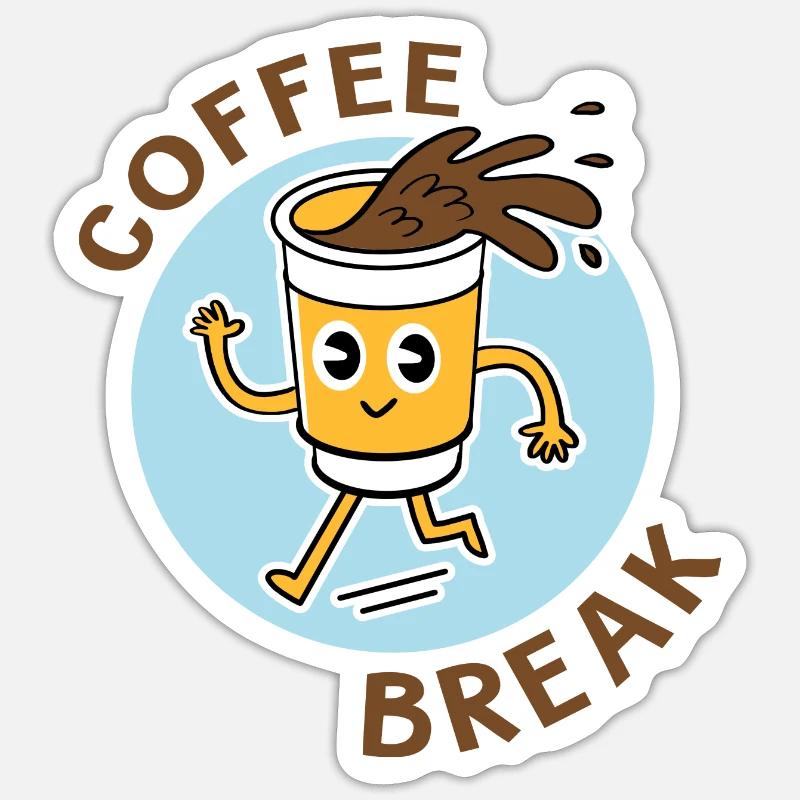 coffee break - Sticker taille S (10 x 10 cm) - blanc mat