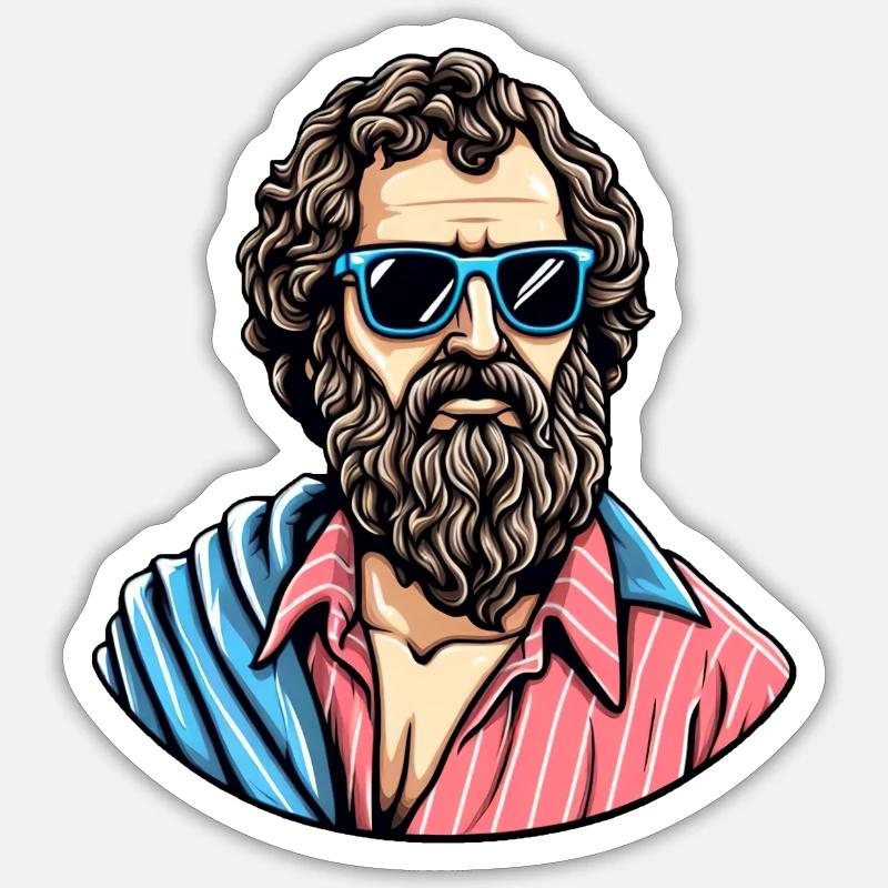 Lässiger cooler Philosophen-Look - Sticker Größe S (10 x 10 cm) - Mattweiß