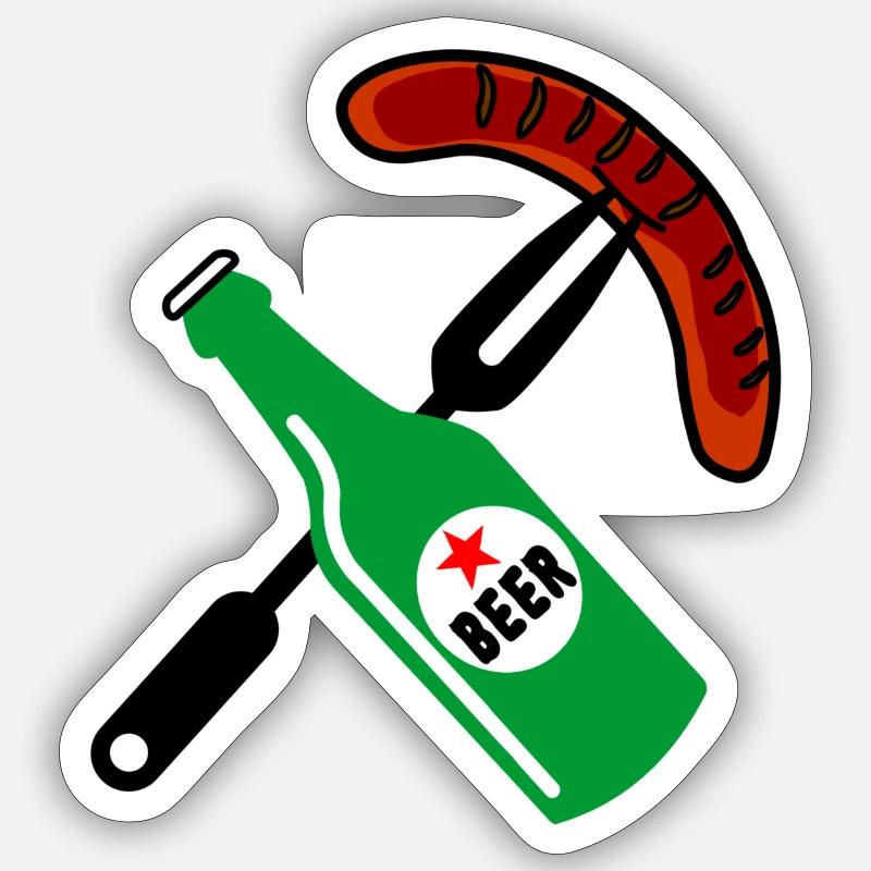 Bier- und Wurst-Logo Sticker Größe S (10 x 10 cm)