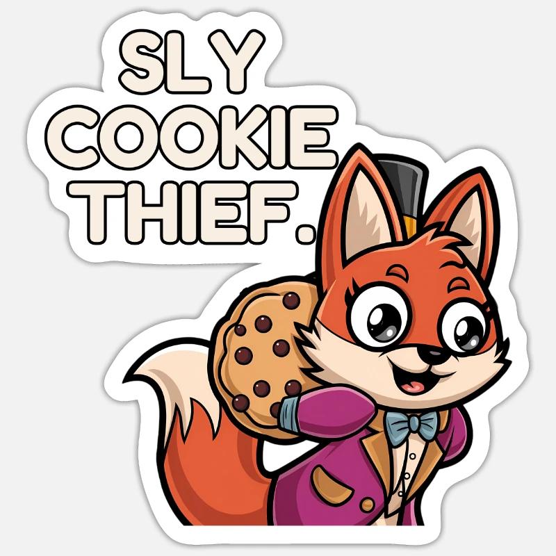 Sly Cookie thief - funny fox design Sticker size S (10 x 10 cm)