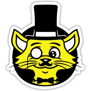 Sir Cat Gentleman Chapeau haut de forme Monocle Rich Gentleman - Sticker taille S (10 x 10 cm) - blanc mat - Devant