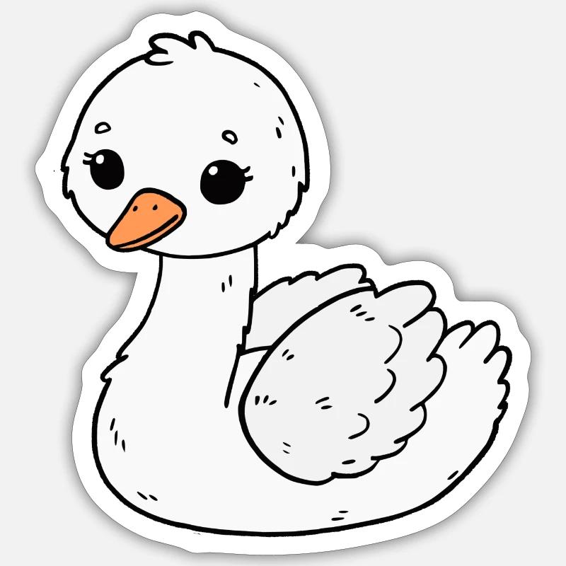 Schwan - Sticker Größe S (10 x 10 cm) - Mattweiß