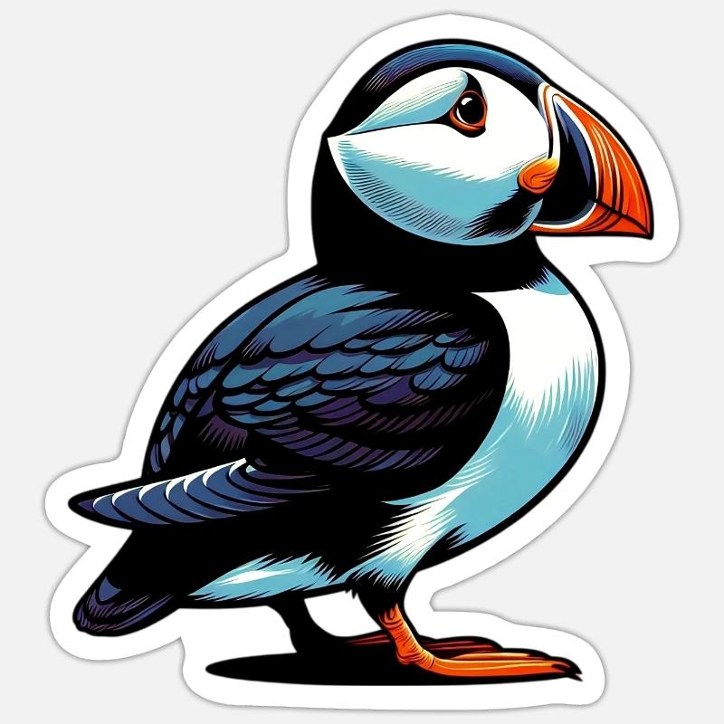 Macareux - Sticker taille S (10 x 10 cm) - blanc mat