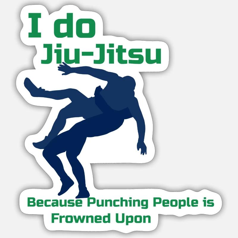 I Do Jiu Jitsu : Les coups de poing sont mal vus - Sticker taille S (10 x 10 cm) - blanc mat