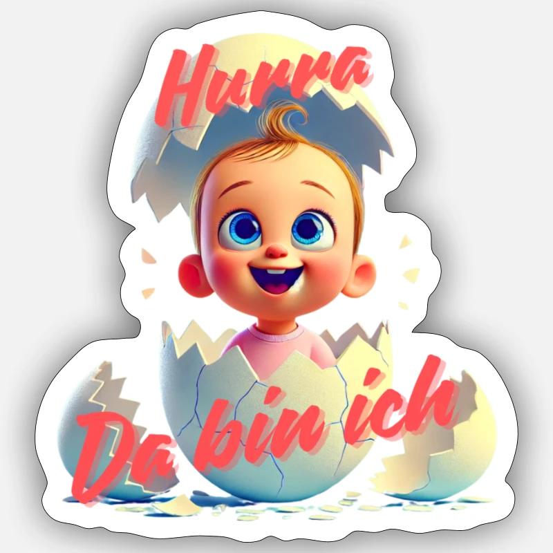 Hurra - Da bin da / Mädchen Sticker Größe S (10 x 10 cm)