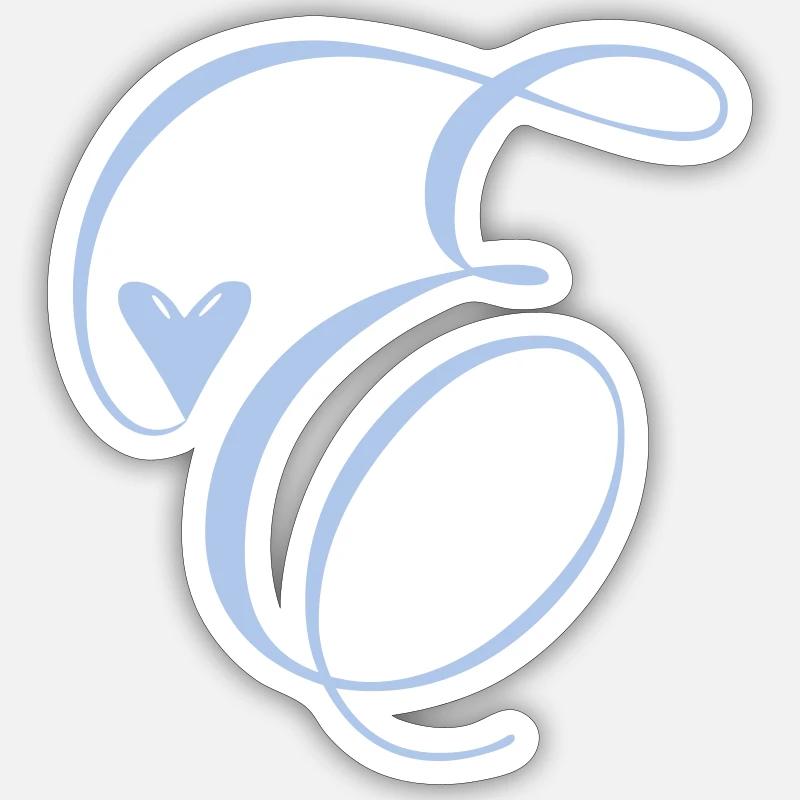 Monogram E Heart Vine - Sticker size S (10 x 10 cm) - white matte