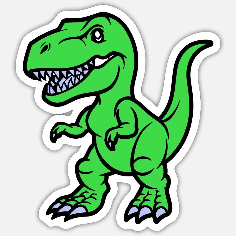 Bande dessinée T Rex - Sticker taille S (10 x 10 cm) - blanc mat