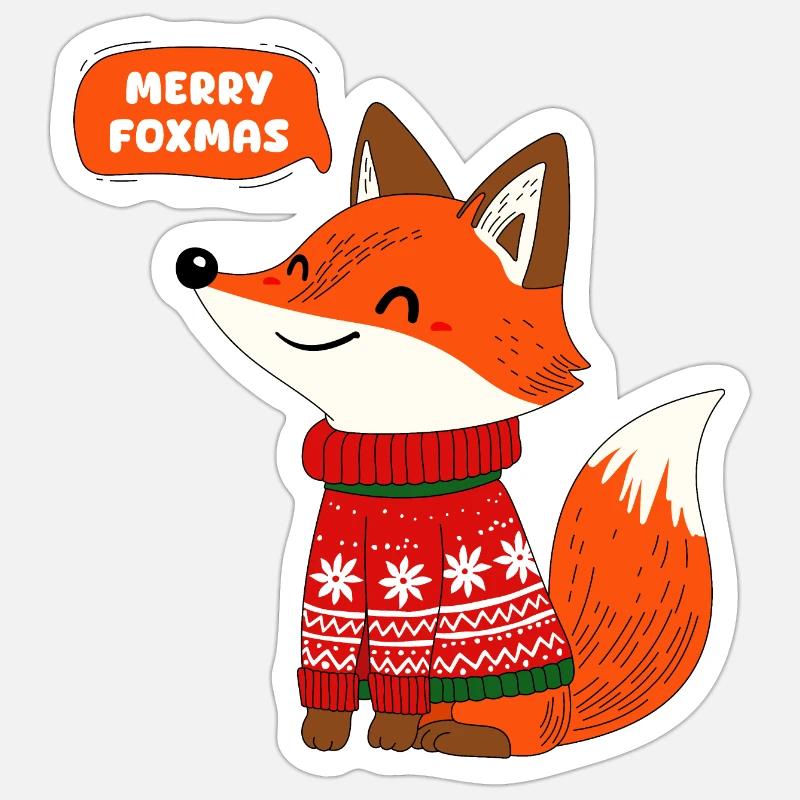 Le renard et l’hiver - Sticker taille S (10 x 10 cm) - blanc mat
