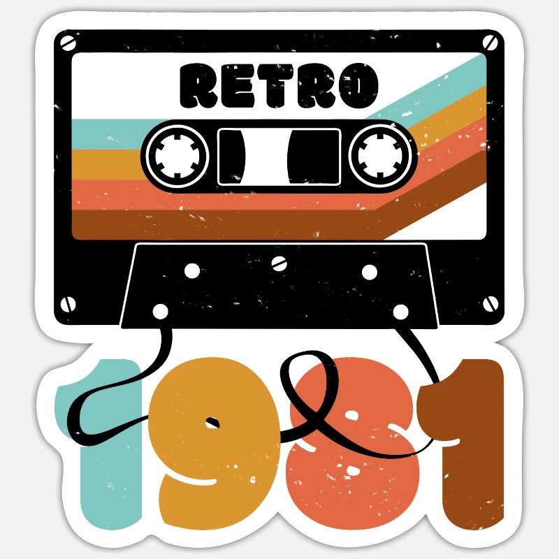 Retro Rainbow 80s Cassette Text - Sticker size S (10 x 10 cm) - white matte
