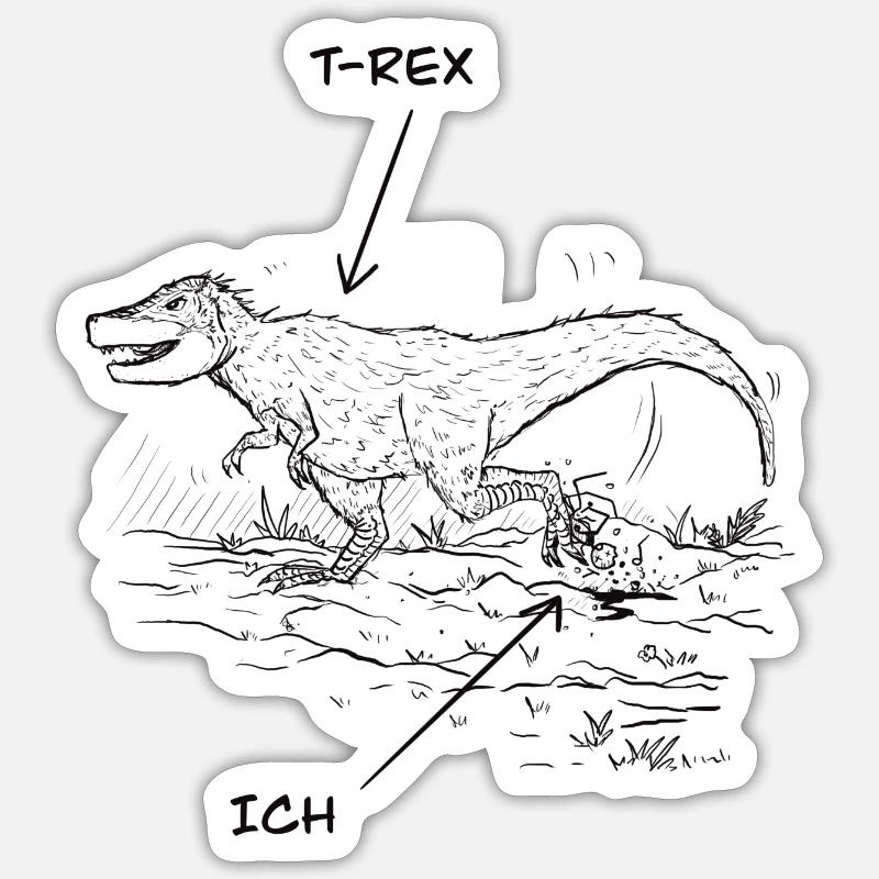 T-Rex Fun - Sticker Größe S (10 x 10 cm) - Mattweiß