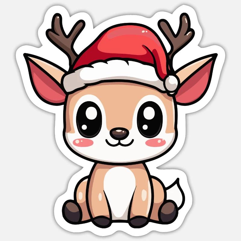 Deer Christmas Cute - Sticker size S (10 x 10 cm) - white matte