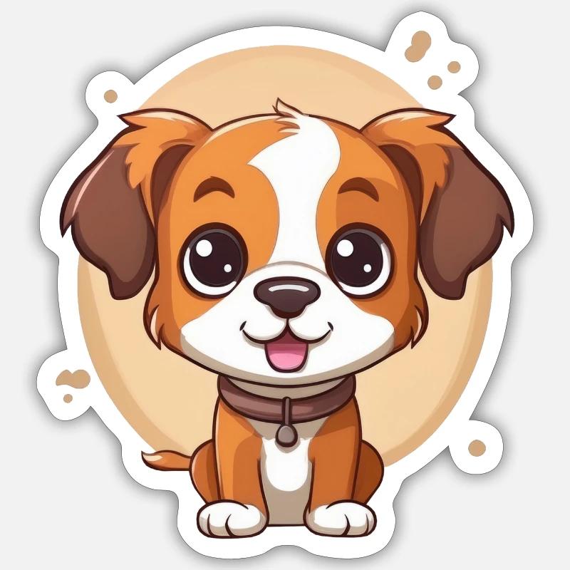 Chiot mignon - Sticker taille S (10 x 10 cm) - blanc mat
