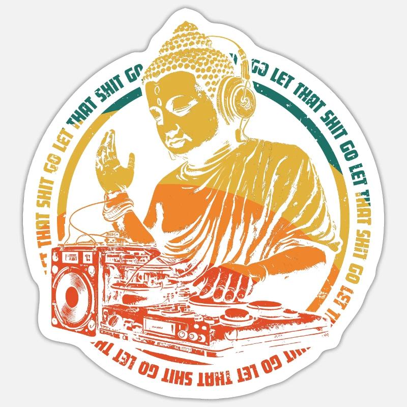 Bouddha DJ Sticker taille S (10 x 10 cm)