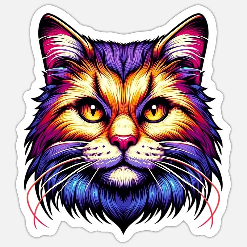 Katze - Sticker Größe S (10 x 10 cm) - Mattweiß