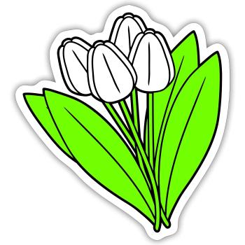 White Tulips Bouquet Spring Summer Flowers - Sticker size S (10 x 10 cm) - white matte - Front
