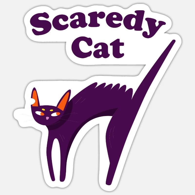 Scaredy Cat - Sticker taille S (10 x 10 cm) - blanc mat