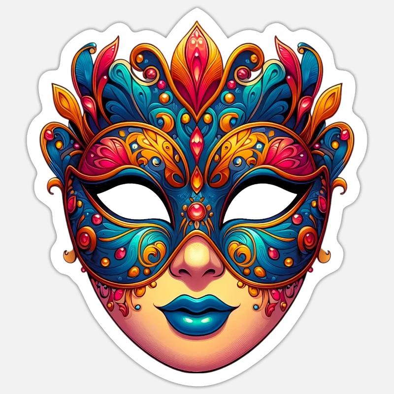 Masque du Carnaval de Venise - Sticker taille S (10 x 10 cm) - blanc mat