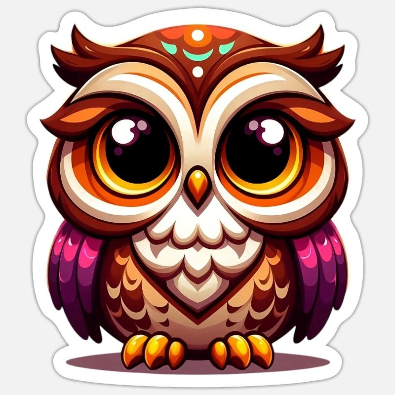 Eule - Sticker Größe S (10 x 10 cm) - Mattweiß