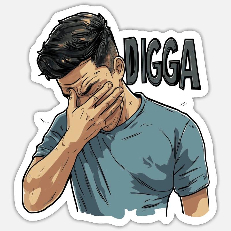 Facepalm Digga - Sticker Größe S (10 x 10 cm) - Mattweiß