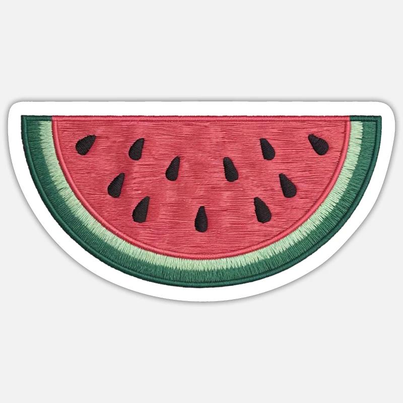 Pastèque brodée - Sticker taille S (10 x 10 cm) - blanc mat
