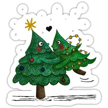 De jolis sapins de Noël - Sticker taille S (10 x 10 cm) - blanc mat - Devant