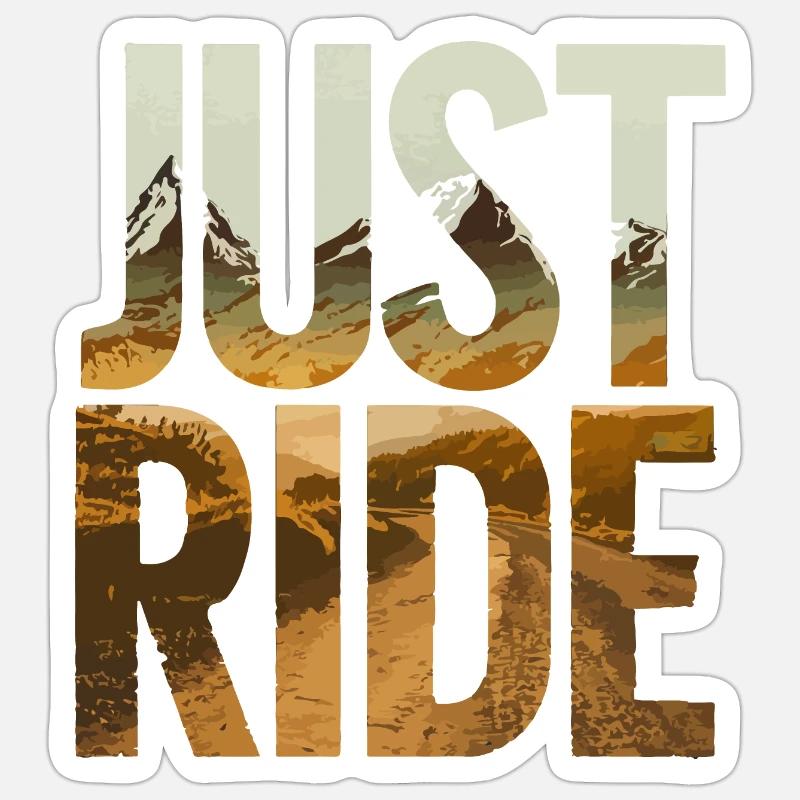Just Ride - Sunset Mountains - Sticker size S (10 x 10 cm) - white matte