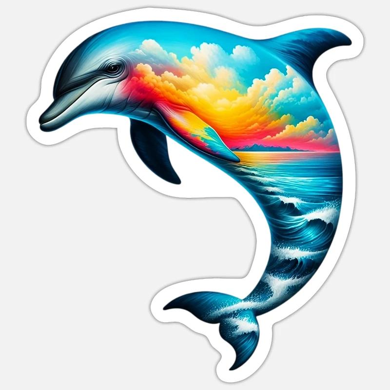 Delfin - Sticker Größe S (10 x 10 cm) - Mattweiß