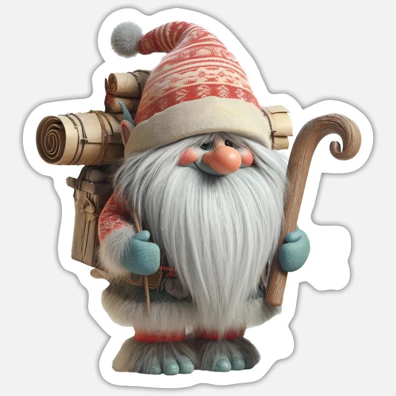 Troll de Noël 3 - Sticker taille S (10 x 10 cm) - blanc mat
