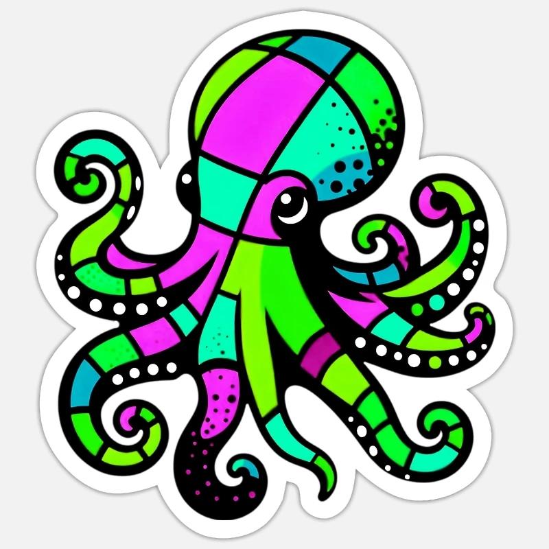 Octopus - Sticker size S (10 x 10 cm) - white matte