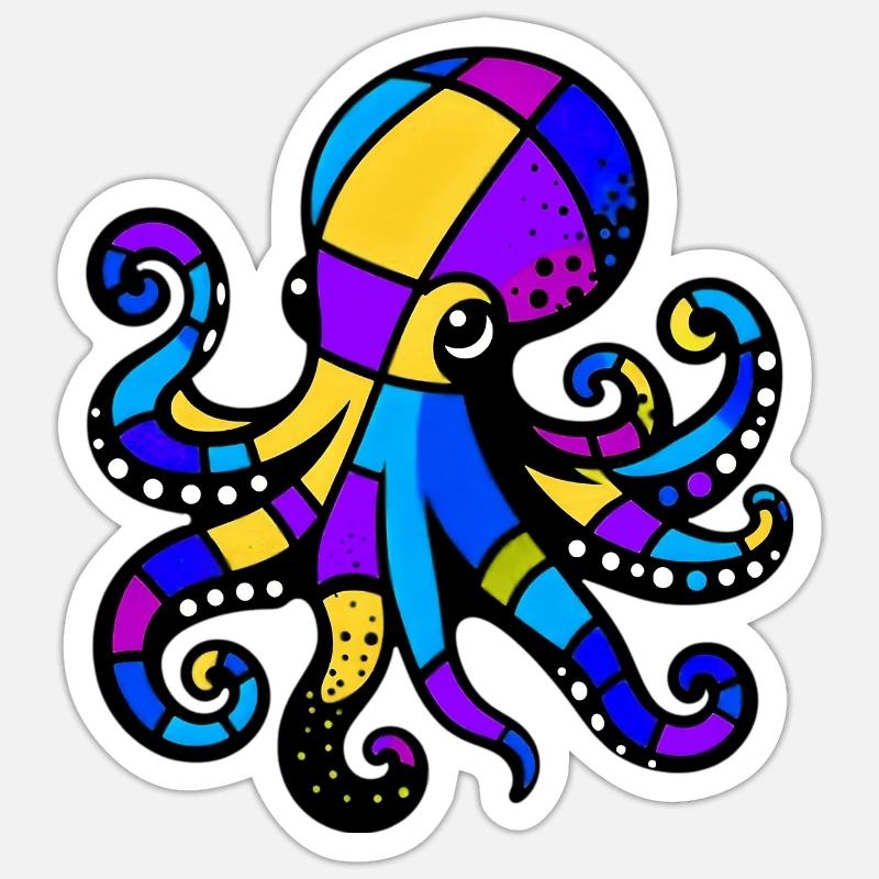 Krake - Sticker Größe S (10 x 10 cm) - Mattweiß