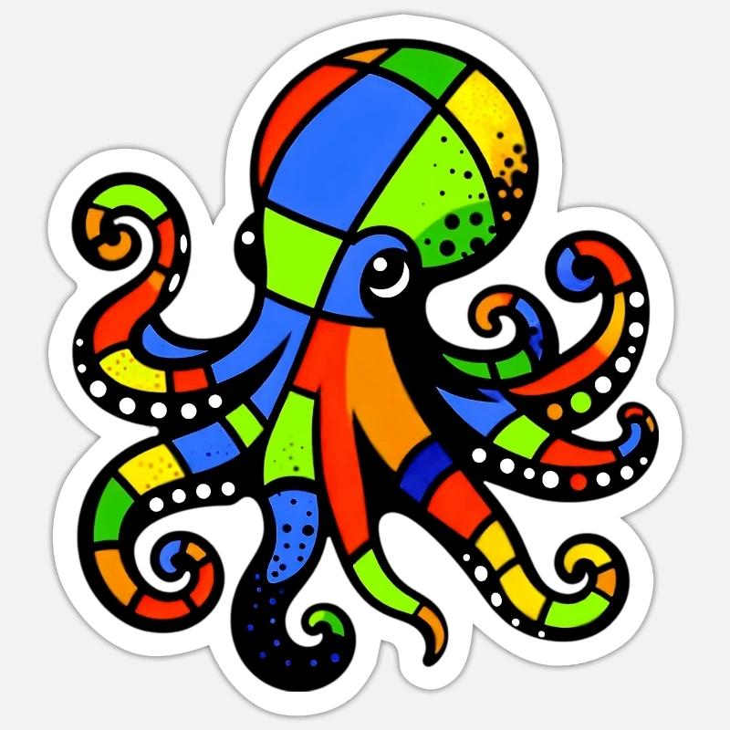 Pieuvre - Sticker taille S (10 x 10 cm) - blanc mat