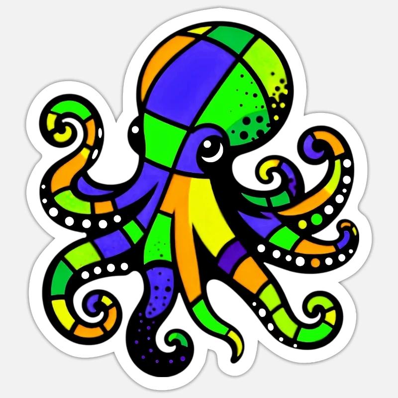 Octopus - Sticker size S (10 x 10 cm) - white matte