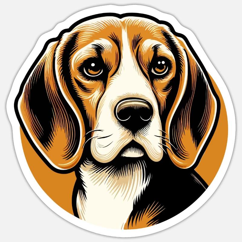Chien Beagle tête - Sticker taille S (10 x 10 cm) - blanc mat