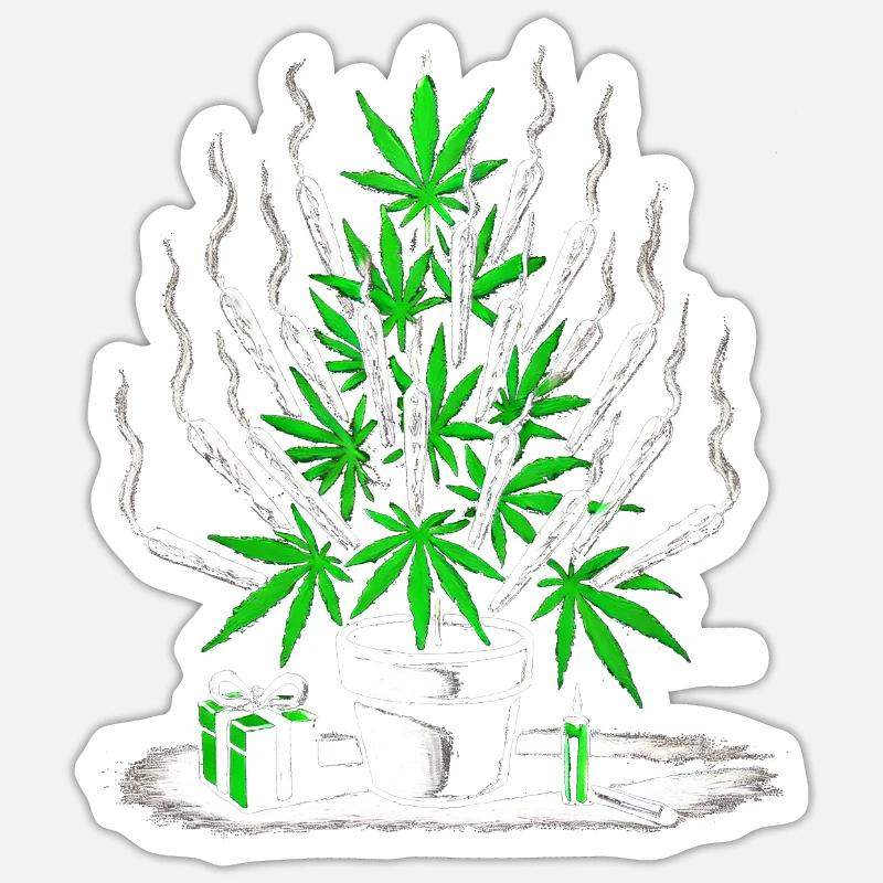 Joint Weed Tree – Design Créatif de Vacances au Cannabis Sticker taille S (10 x 10 cm)