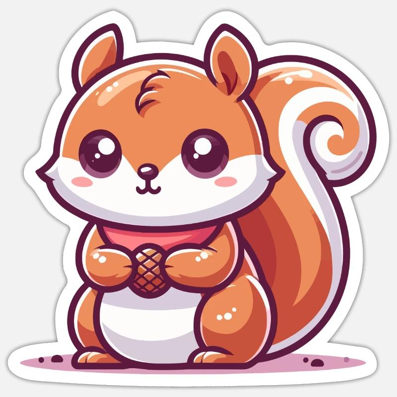 Eichhörnchen mit einem Samen Sticker Größe S (10 x 10 cm)