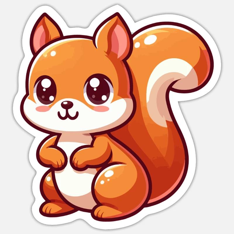 Kawaii Eichhörnchen - Sticker Größe S (10 x 10 cm) - Mattweiß