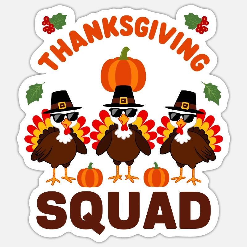 Équipe de Thanksgiving - Sticker taille S (10 x 10 cm) - blanc mat