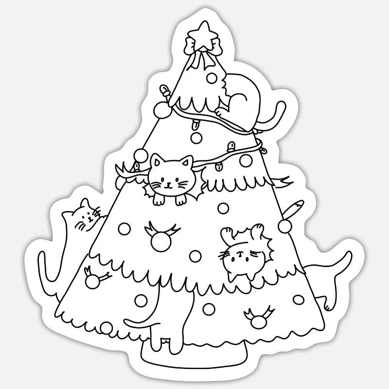 Arbre de Noël - Sticker taille S (10 x 10 cm) - blanc mat