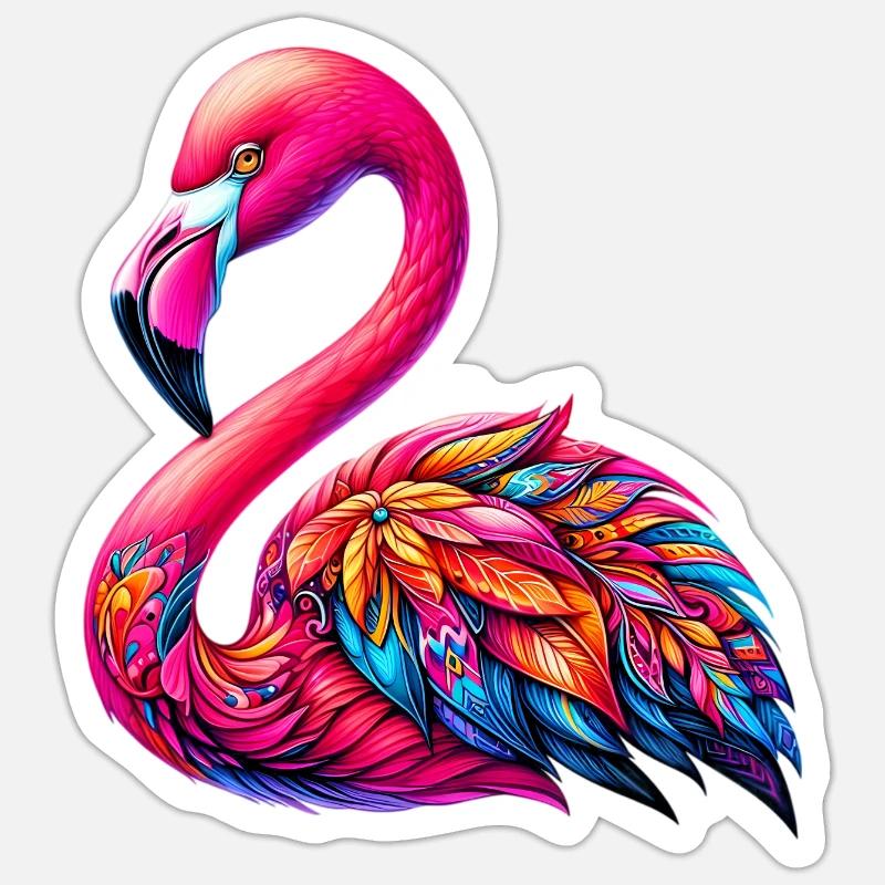 Flamingo - Sticker Größe S (10 x 10 cm) - Mattweiß