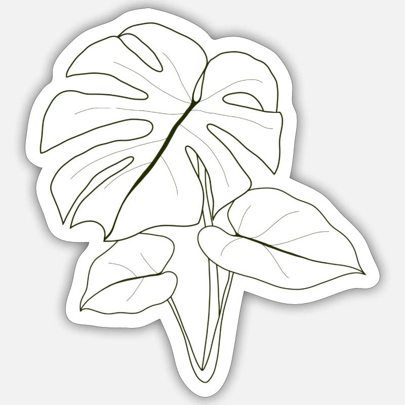 Plante Monstera - Sticker taille S (10 x 10 cm) - blanc mat